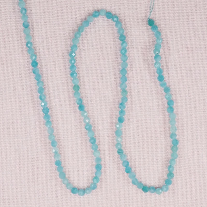 3 mm faceted light blue amonozite beads