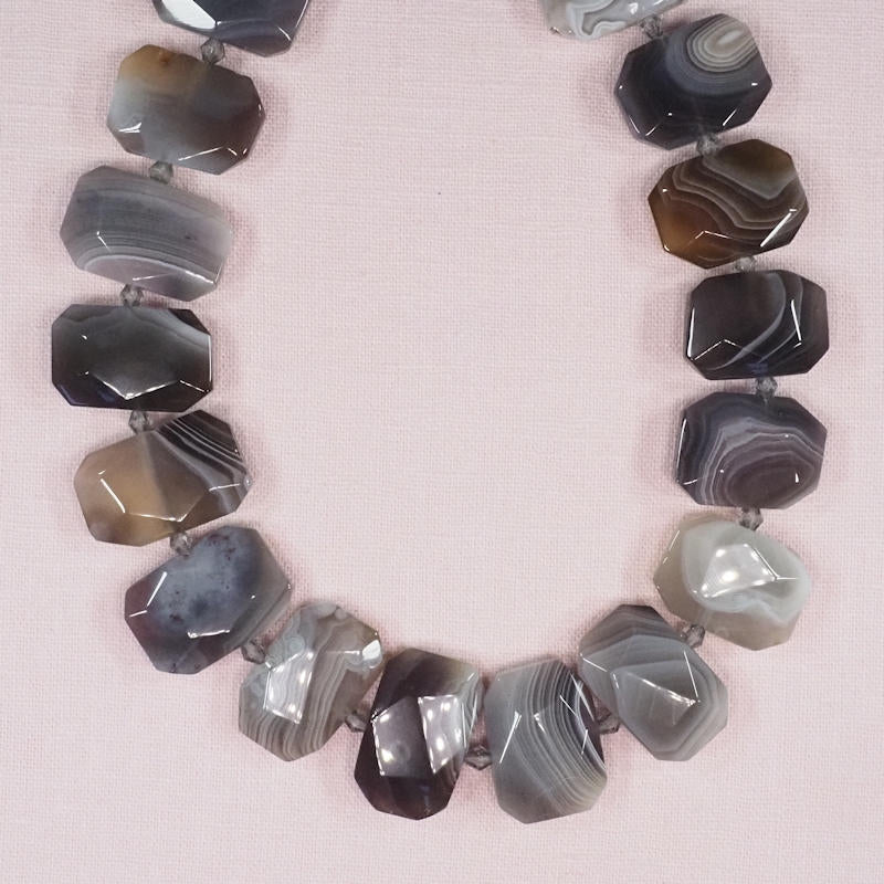 16 mm by 22 mm irregular Botswana agate hexagon beads