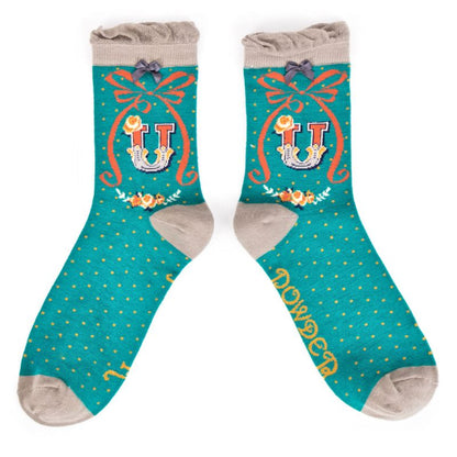 Alphabet socks - U to W