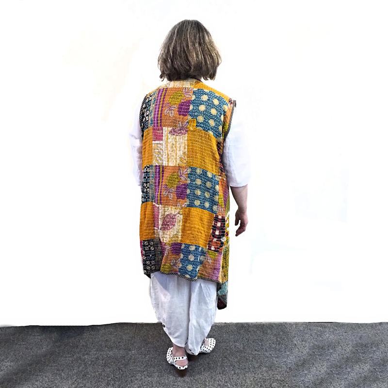 Kantha cloth reversible vest