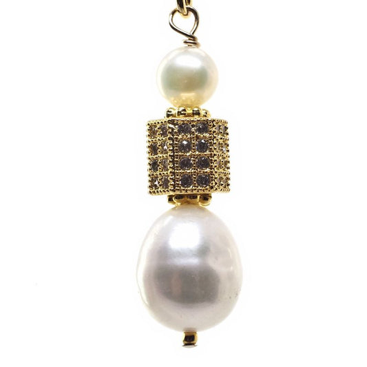 Pearl and gold barrel earrings