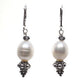 Granulated sterling silver and pearl earrings