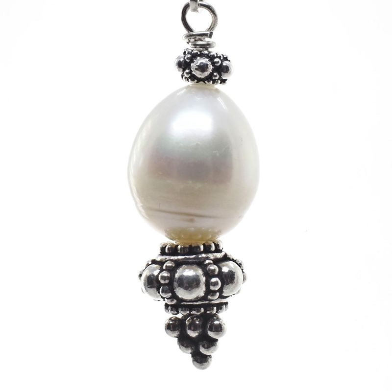 Granulated sterling silver and pearl earrings