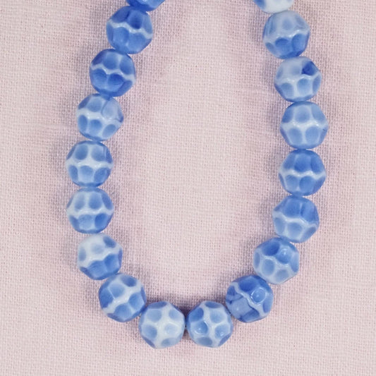 10 mm round vintage German blue glass beads