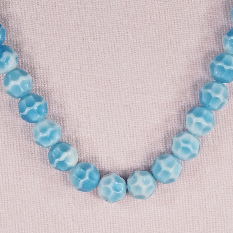 10 mm round vintage turquoise and white German glass beads