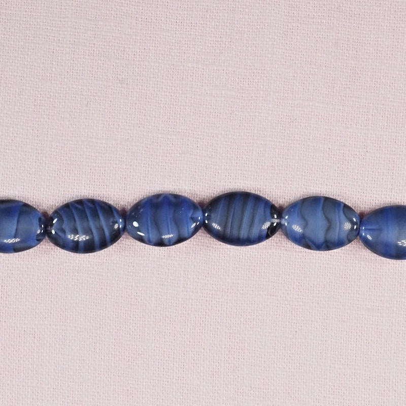 16 mm by 11 mm vintage Czech glass blue oval beads