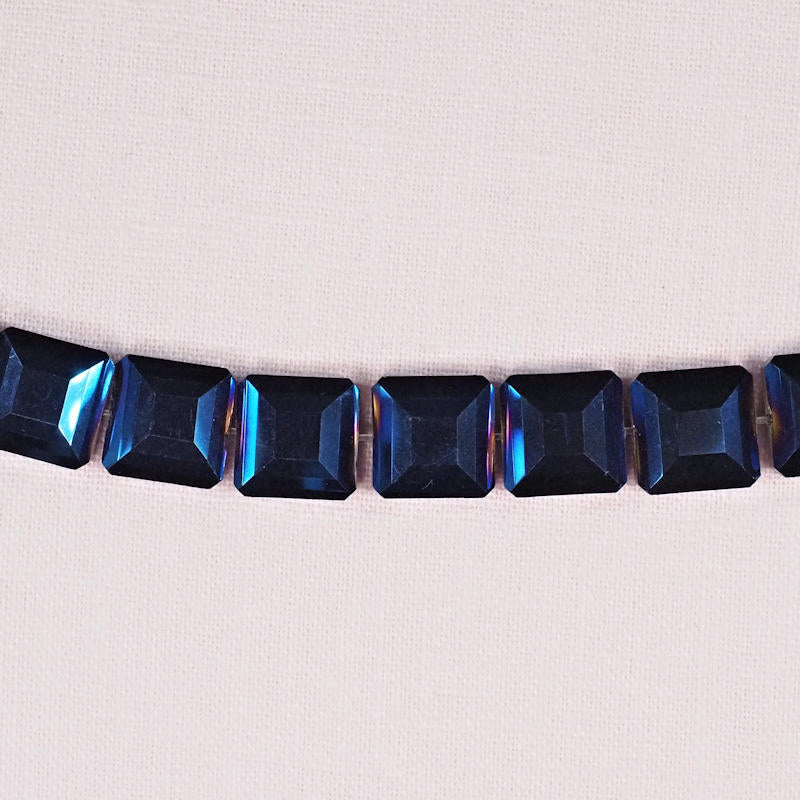 13 mm midnight blue faceted flatish square beads