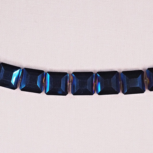 13 mm midnight blue faceted flatish square beads