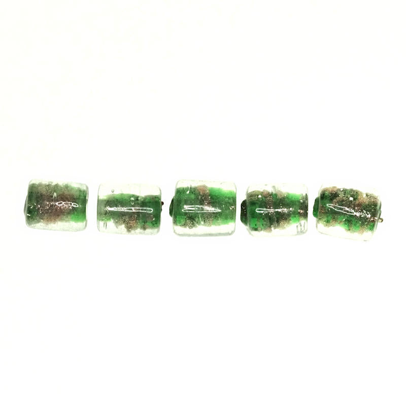 10 mm by 8 mm glass foil-lined lampwork barrels