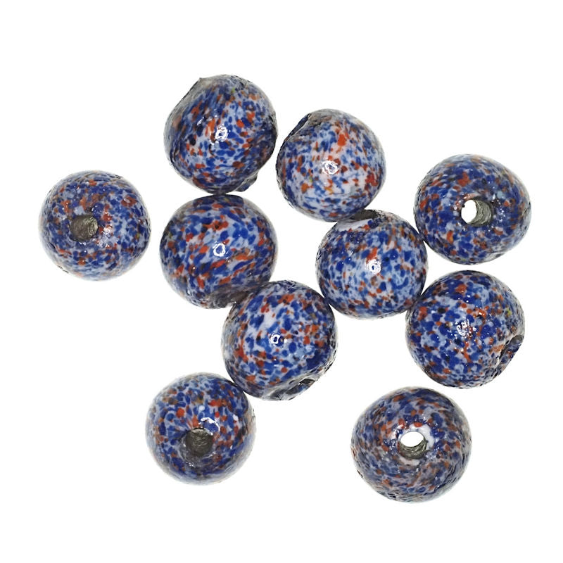 17 mm blue speckled glass beads