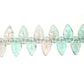 10 mm by 6 mm top-drilled teal vintage glass leaves