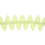 10 mm by 6 mm top-drilled frosted lime green vintage glass leaves