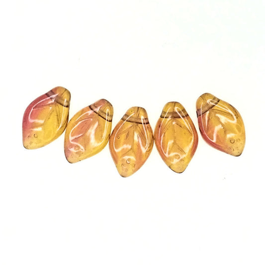 12 mm amber top-drilled leaf beads