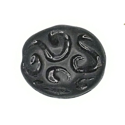 16 mm matte black incised circle beads