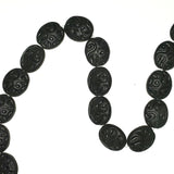 16 mm matte black incised circle beads