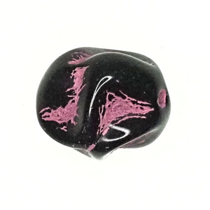 13 mm pink and black groovy beads