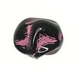 13 mm pink and black groovy beads