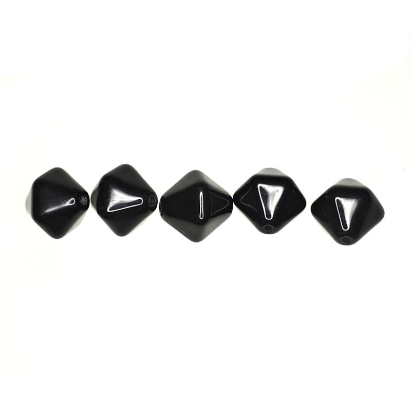 14 mm double black hexagon beads