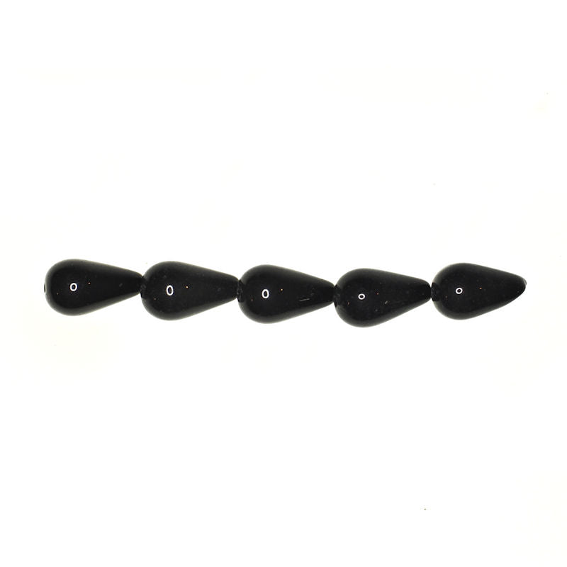 12 mm black teardrop beads