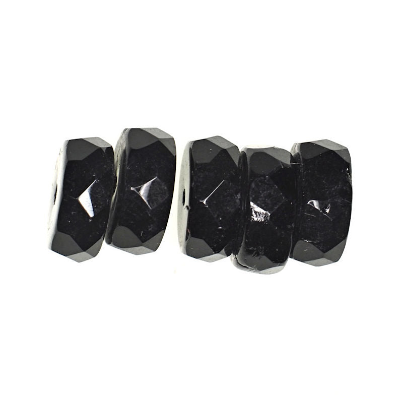 12 mm faceted black glass rondelles