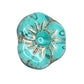 Teal and gold flower beads