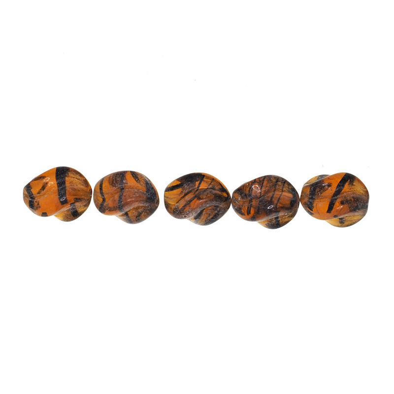 15 mm tiger striped twisted oval beads