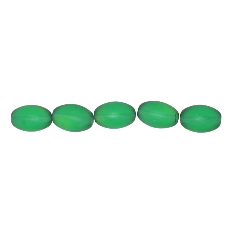 15 mm frost green football beads