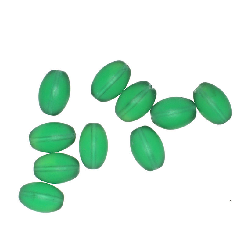 15 mm frost green football beads