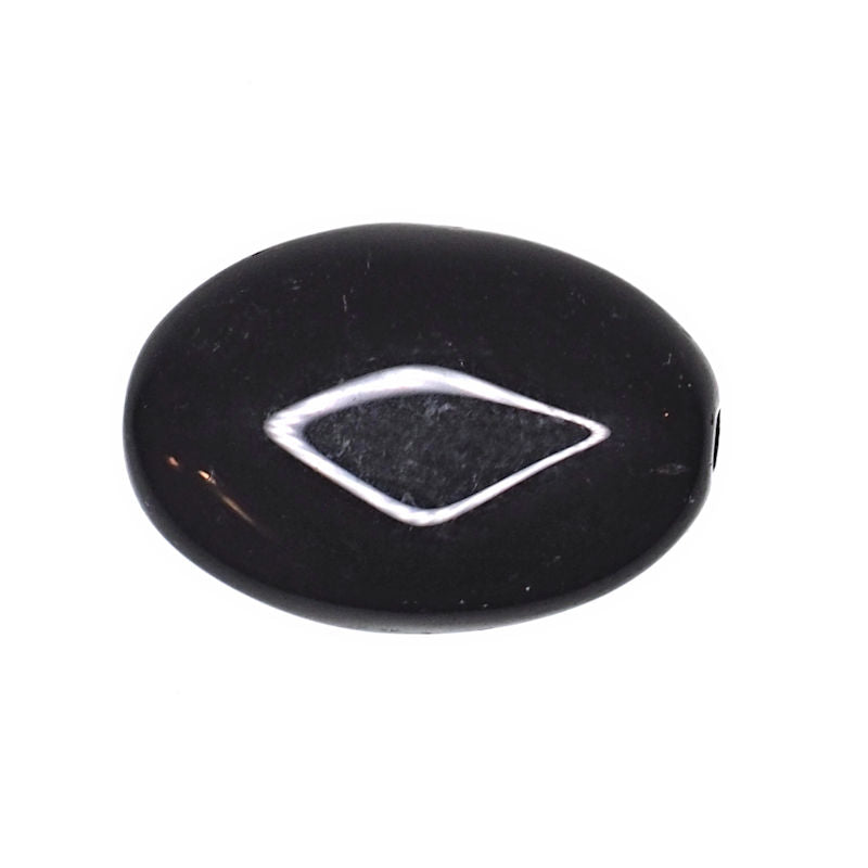 18 mm black flat oval beads