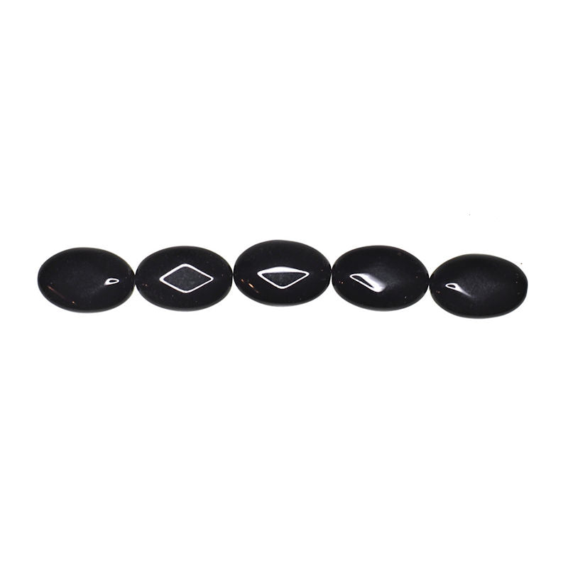 18 mm black flat oval beads