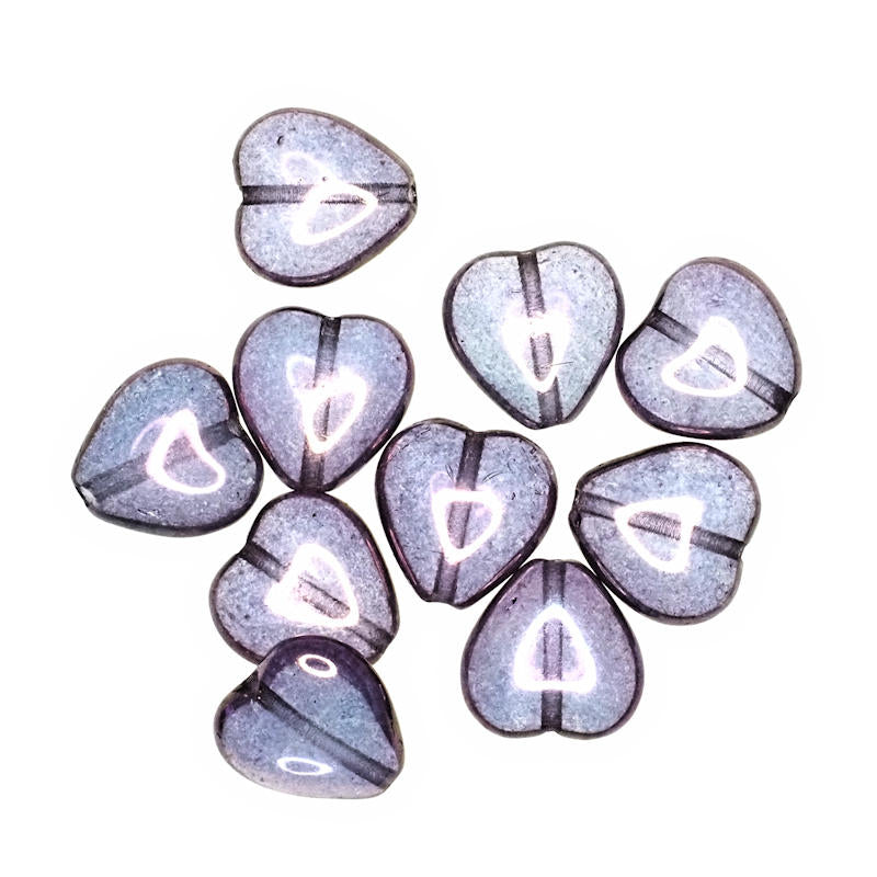 11 mm purple heart beads