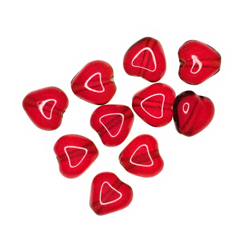 6 mm red heart beads