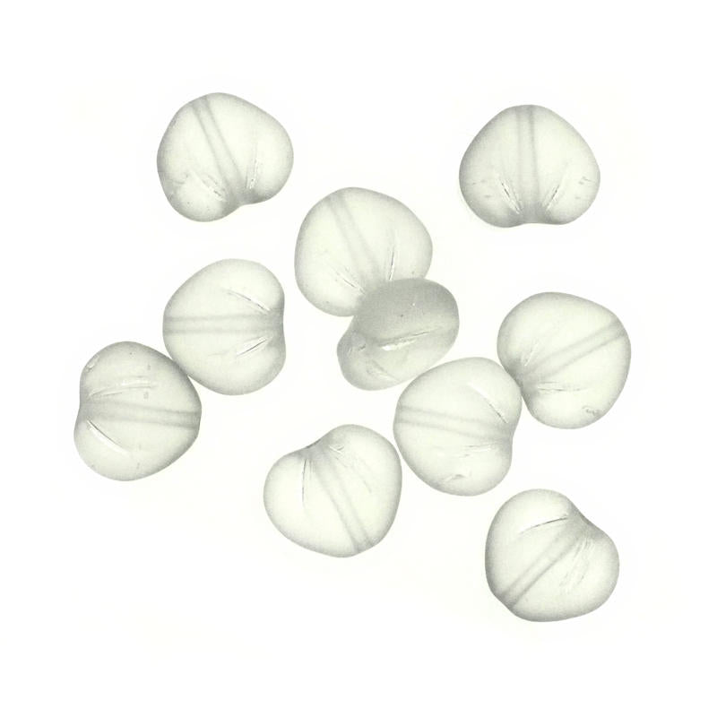 10 mm clear frosted heart beads