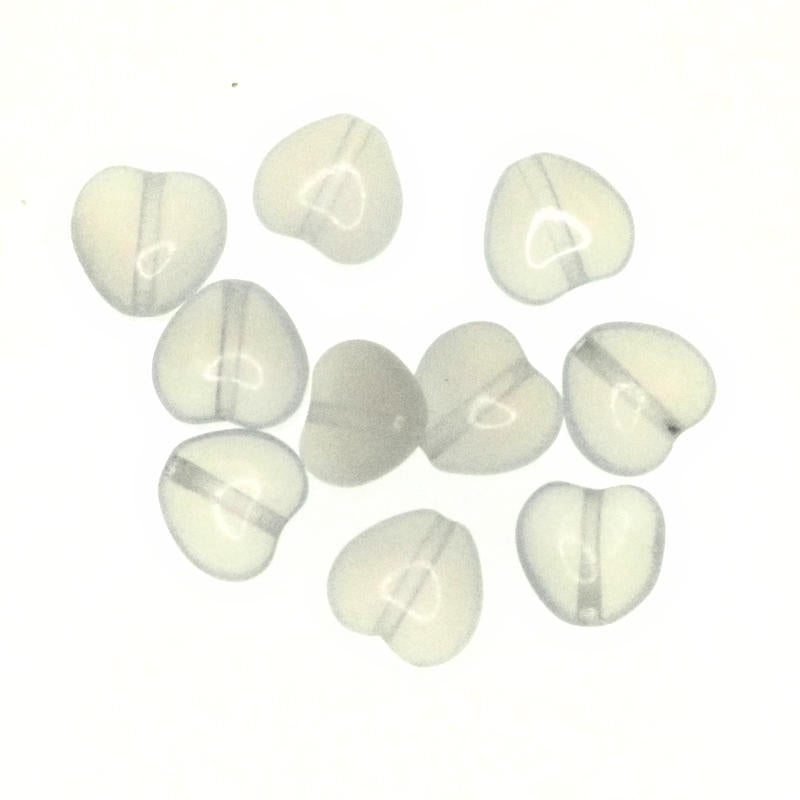 7 mm milk glass heart beads