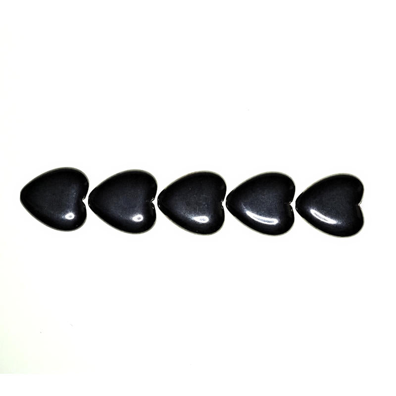 23 mm hematite glass heart beads