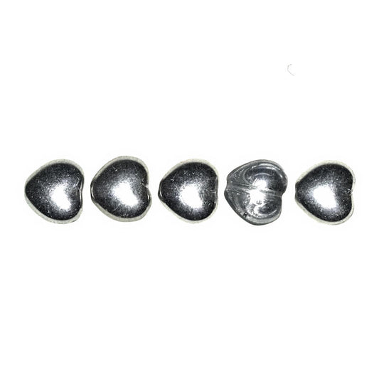 7.5 mm half silver heart beads