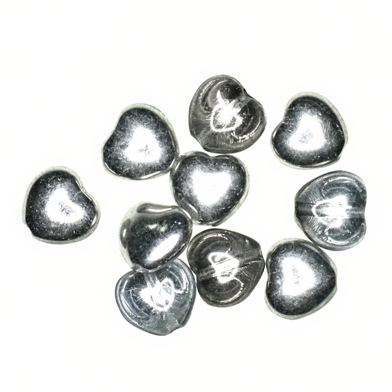 7.5 mm half silver heart beads