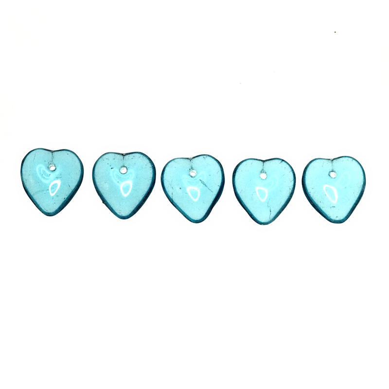 12 mm top-drilled sea blue heart beads