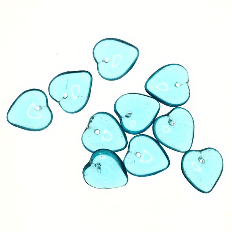 12 mm top-drilled sea blue heart beads