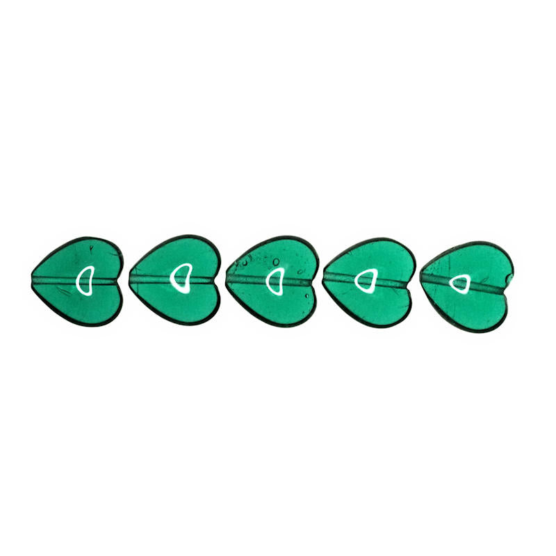 15 mm emerald green heart beads