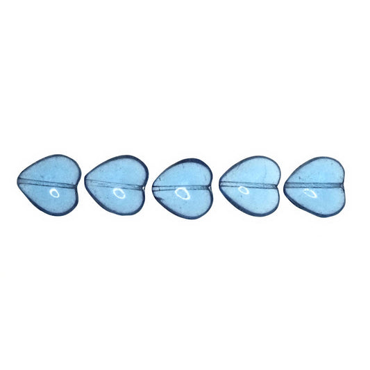 16 mm light blue heart beads