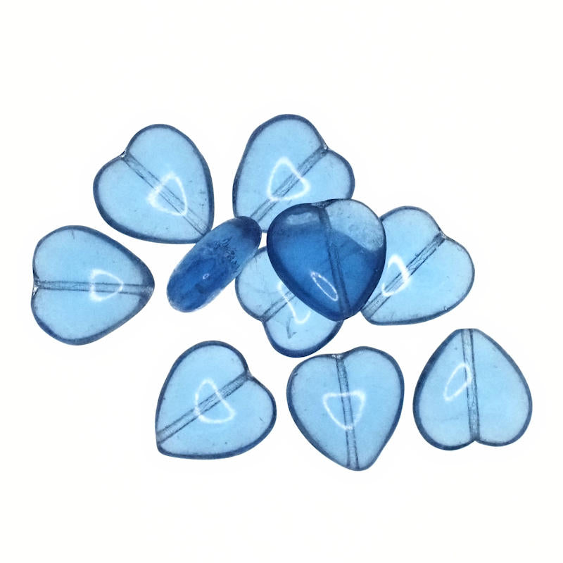 16 mm light blue heart beads