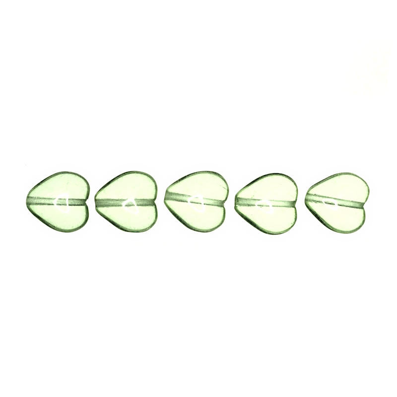 11 mm lime green heart beads