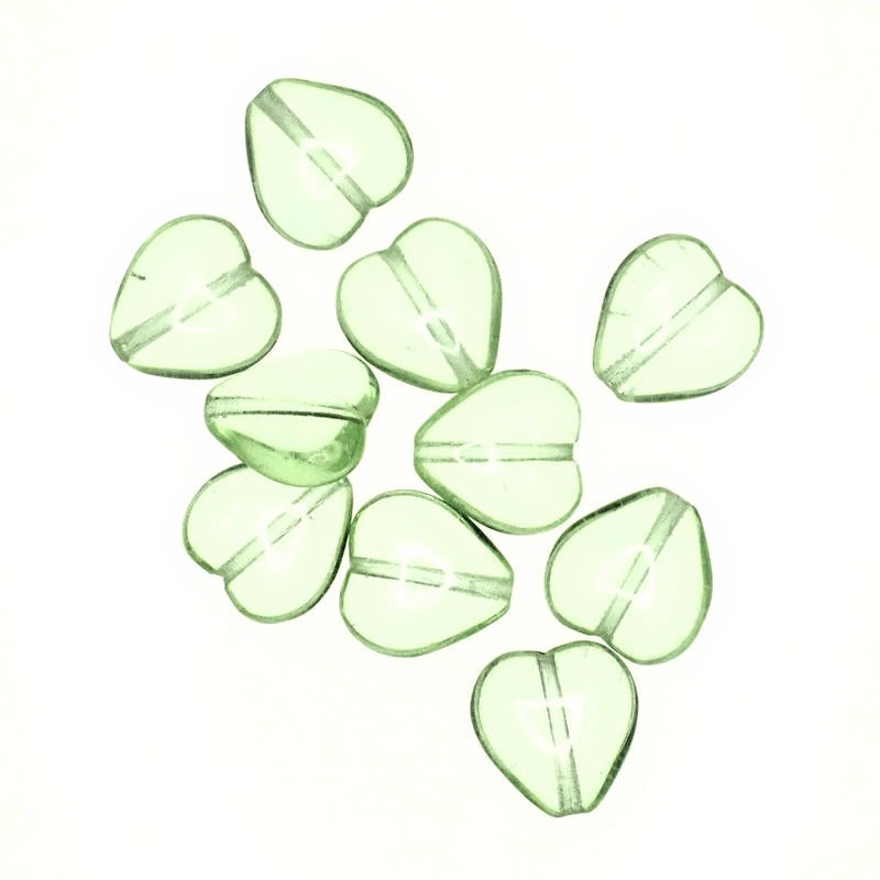 11 mm lime green heart beads