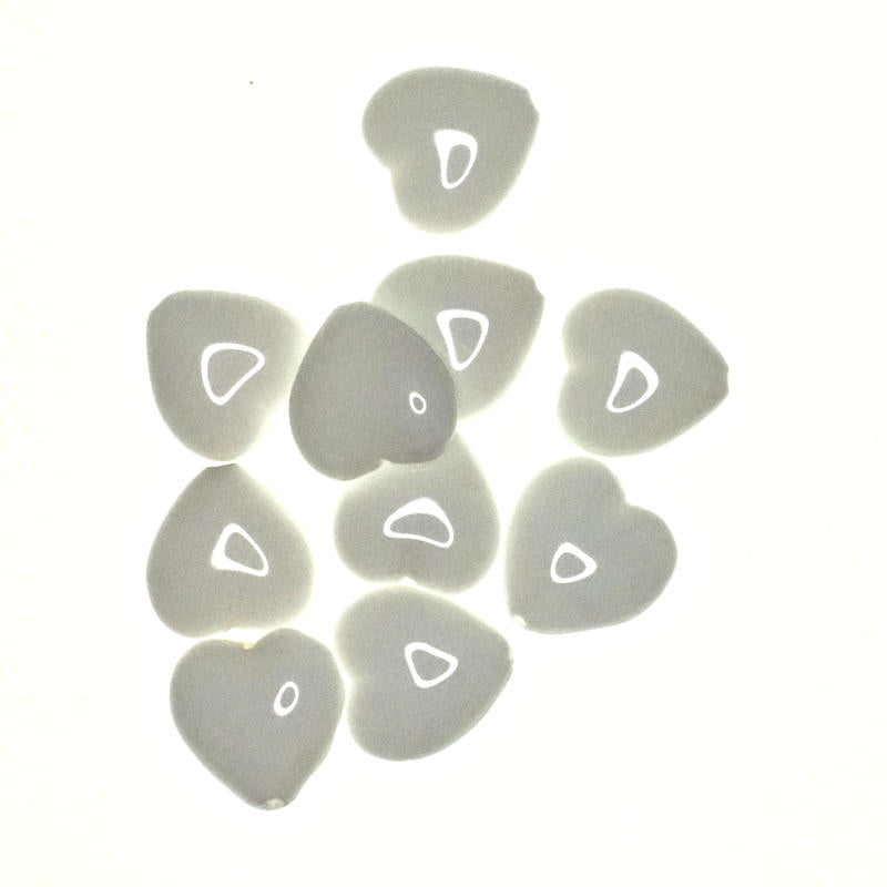 14 mm white opaque heart beads