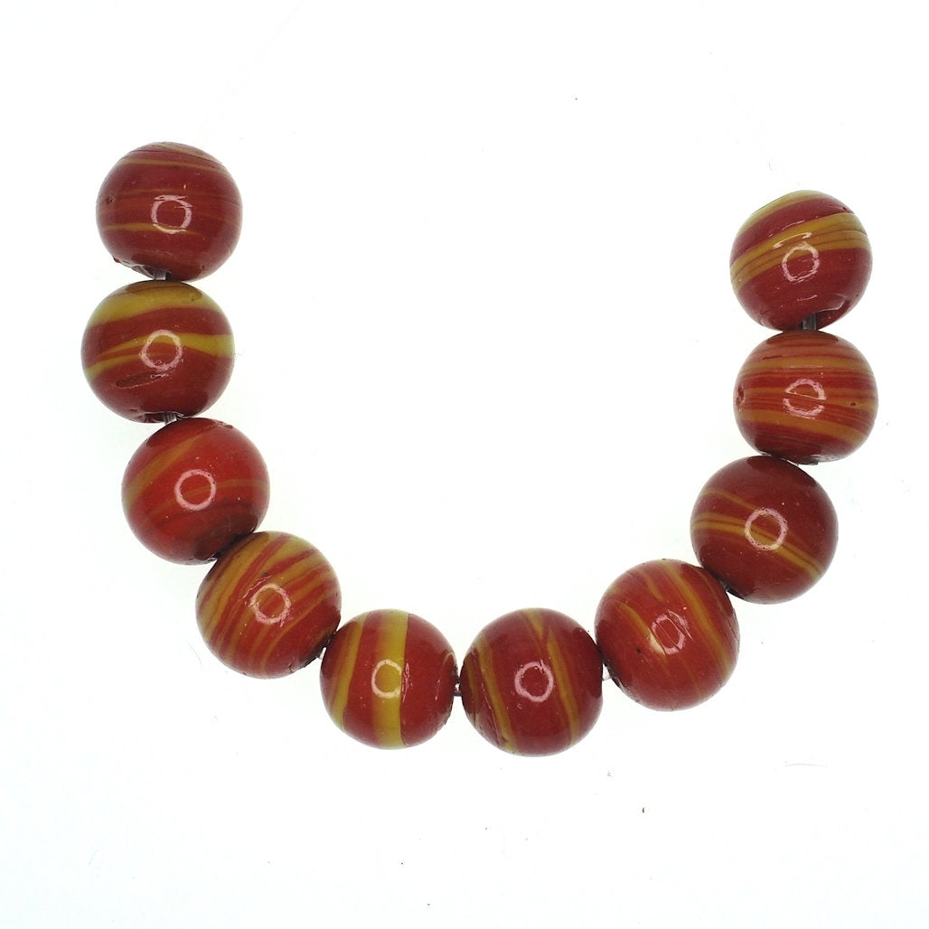 Random striped orange round bead