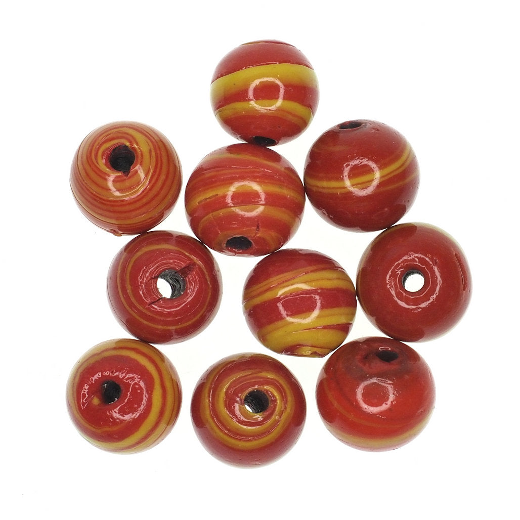 Random striped orange round bead