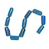 Metallic blue tube beads