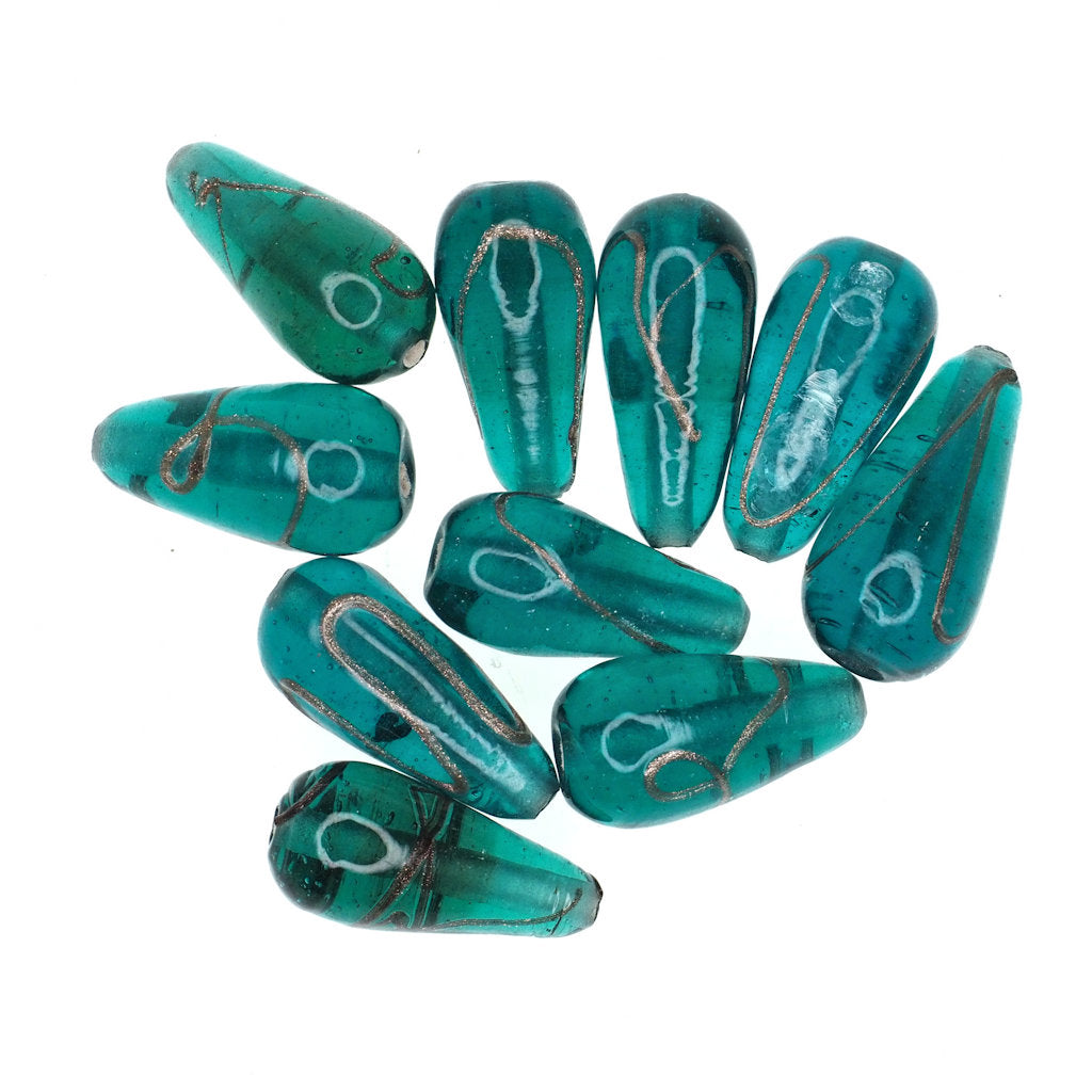 Turquoise green teardrop bead