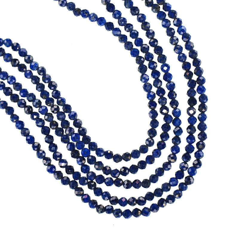 2 mm micro-faceted lapis beads